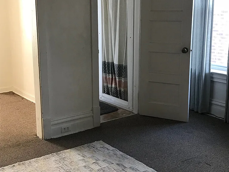 living area space & bathroom