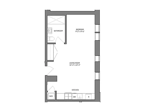 Floor plan Studio 1 Bath Leslie