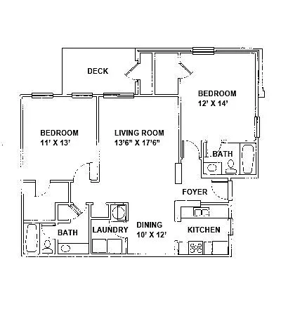 Floor plan 2 BR 2 BA PHASE I