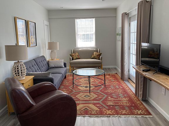 Living room with french door to patio