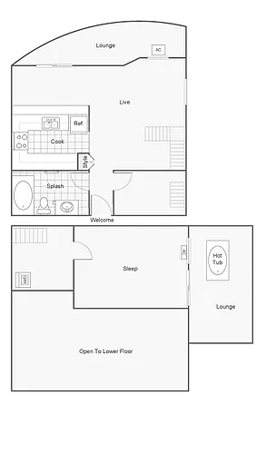 Floor plan Loft Penthouse One Bedroom Renovated Unfurnished