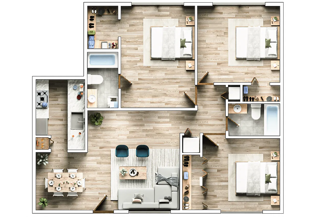 Floor plan 3 Bedrooms, 2 Bathrooms