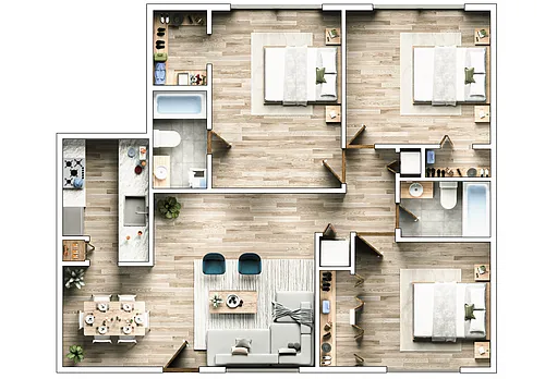 Floor plan 3 Bedrooms, 2 Bathrooms