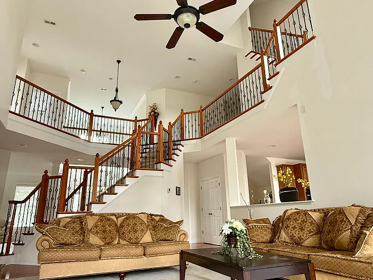 family room and stairs