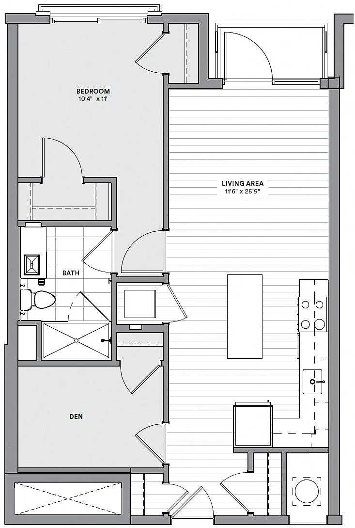 Floor plan AD4 - One Bedroom w/ Den