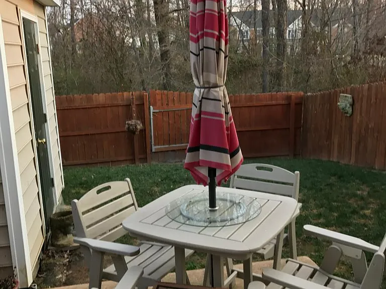 Fenced backyard w/ shed