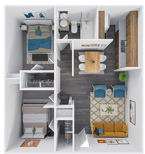 Floor plan Two Bedroom One Bath
