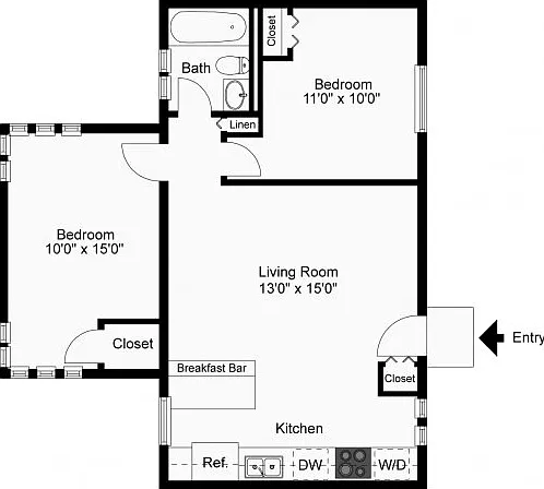 Two bedroom floor plan Two bedroom floor plan