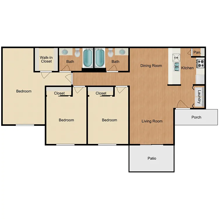 Floor plan 3 Bedroom 2 Bathroom