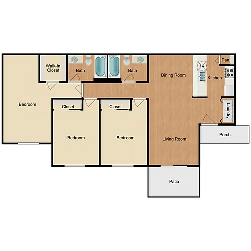 Floor plan 3 Bedroom 2 Bathroom