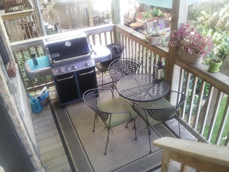 Generous deck with view over secluded garden