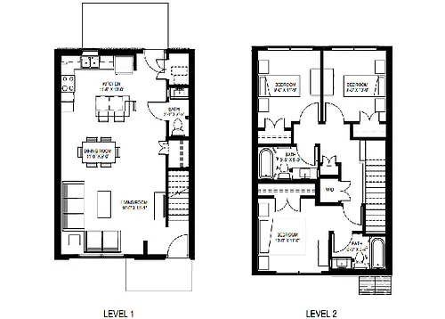 Floor plan Three Bedroom Townhome