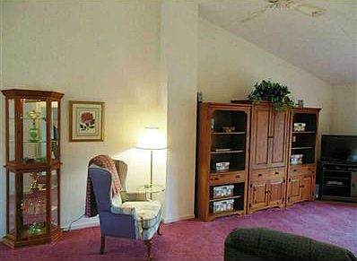 Living Room. This angle of the living room shows the nice vaulted ceiling.