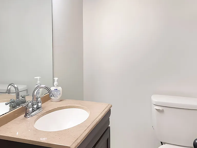 Quiet second bathroom, renovated countertops