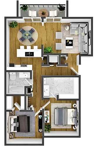 Floor plan Two Bedroom Two Bath