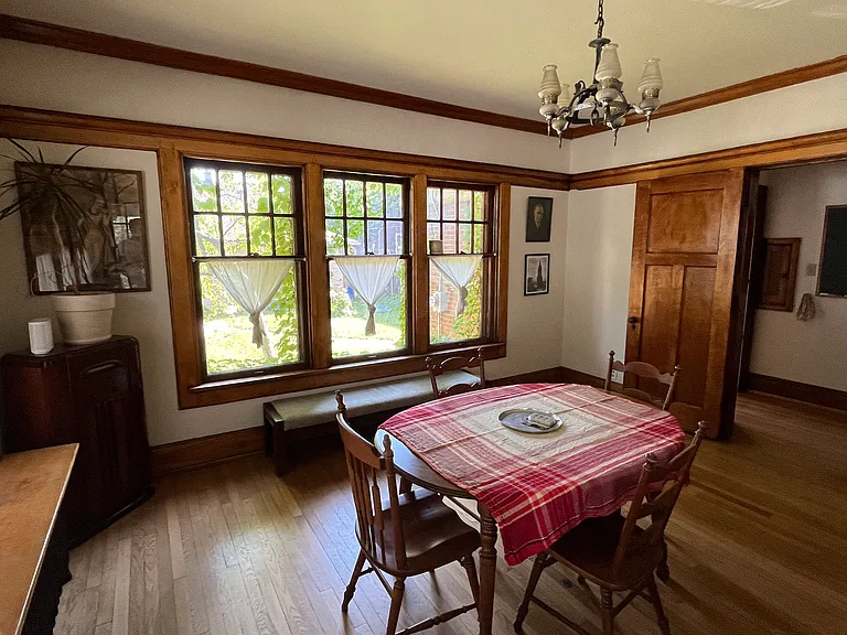 Dining room looks out to the back yard