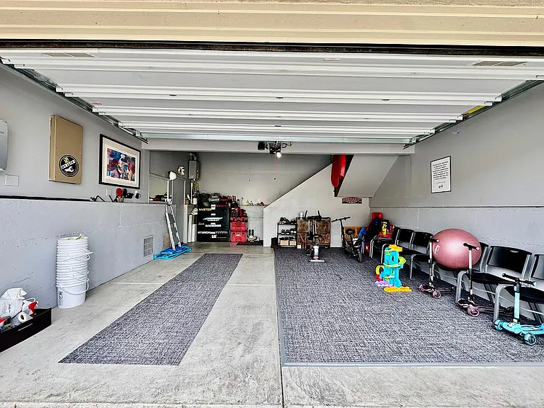 2 Car garage - Half space covered with carpet for your workouts/yoga etc