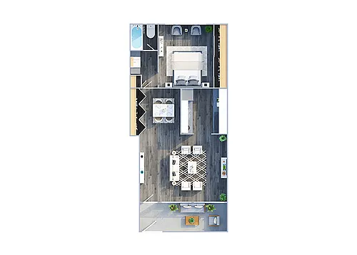 Floor plan 1 bed 1 bath