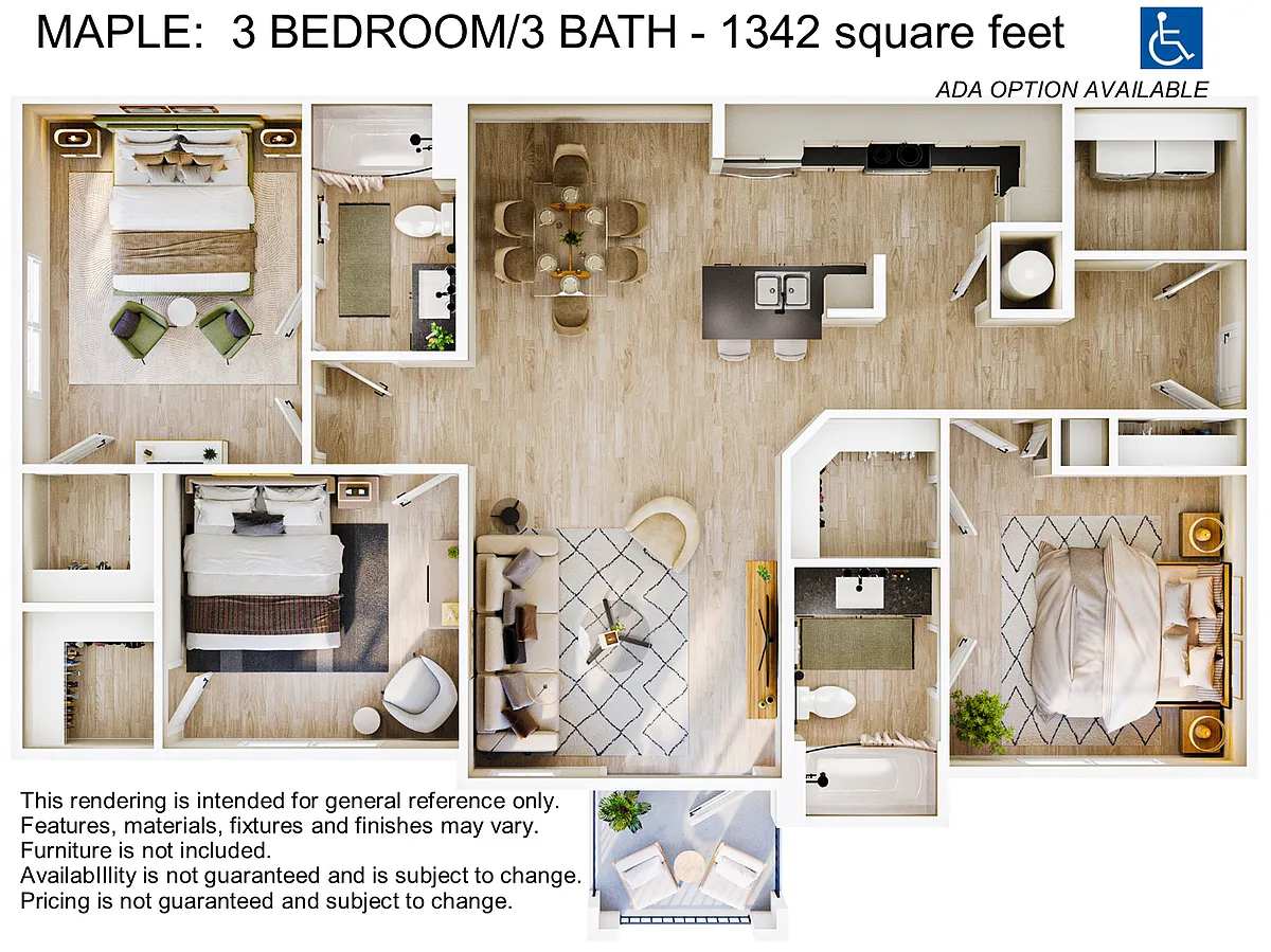 Floor plan 3 Bedroom 2 Bath