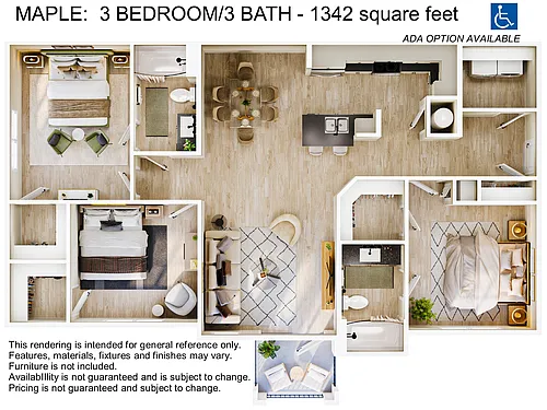 Floor plan 3 Bedroom 2 Bath