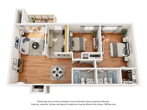 Floor plan 2 Bedroom Deluxe 2 Bath