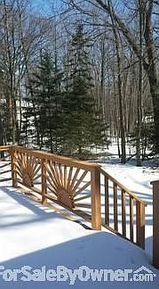 Dining room
						:
						Walk out onto deck from dining area.