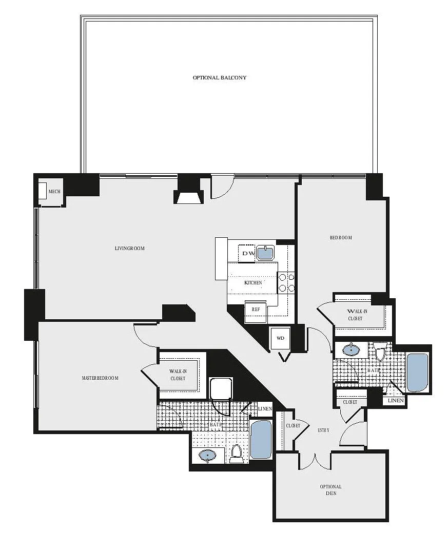 Floor plan 2 Bed/2 Bath Den - bcd3