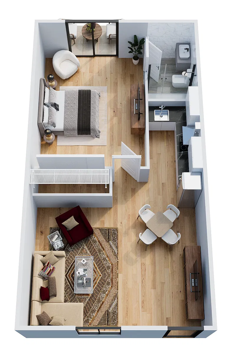 Floor plan 1 Bed Premium