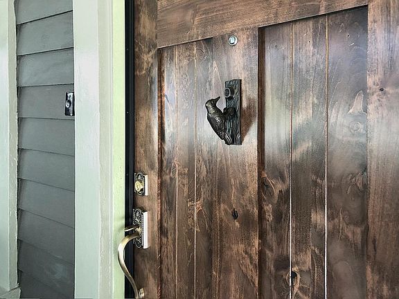 Pecan door with Brass Knocker