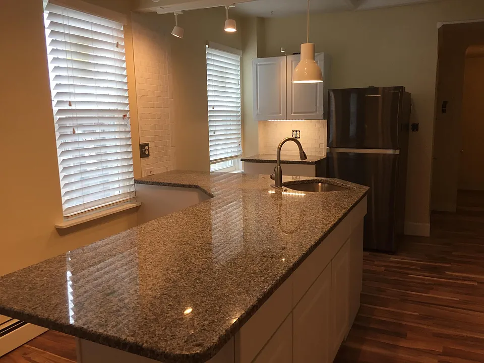 9 foot granite countertop/refrigerator 
