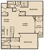 Floor plan 2BD 2BTH