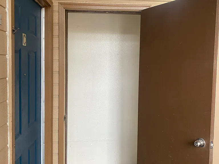 Each apartment features an exterior storage closet.