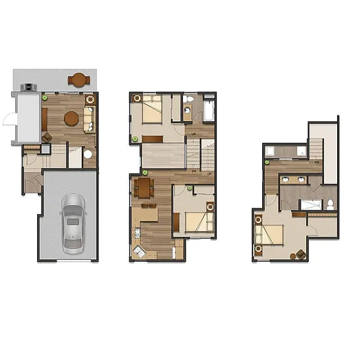 Floor plan 3 Bed, 2 Bath Townhome
