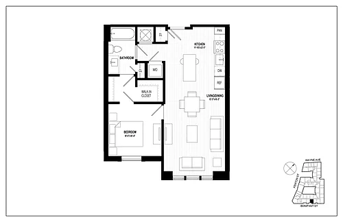 Floor plan 1 Bed 1 Bath A10