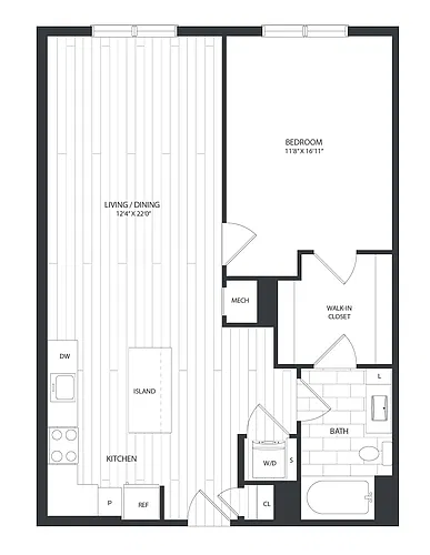 Floor plan 1 Bed/1 Bath-A1F