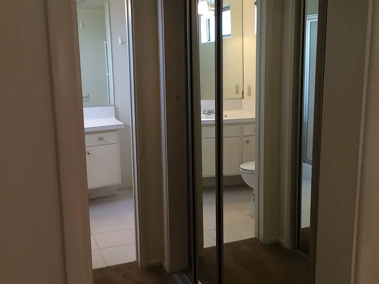Hallway between master bedroom and bathroom - 2 large mirrored closets.