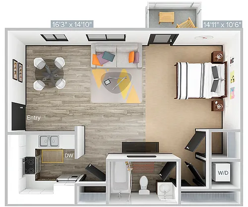 Floor plan C-1B1B-549SF-102-Premier