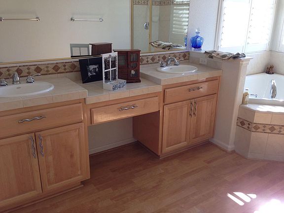 master bathroom, double sink, makeup counter, tub, shower