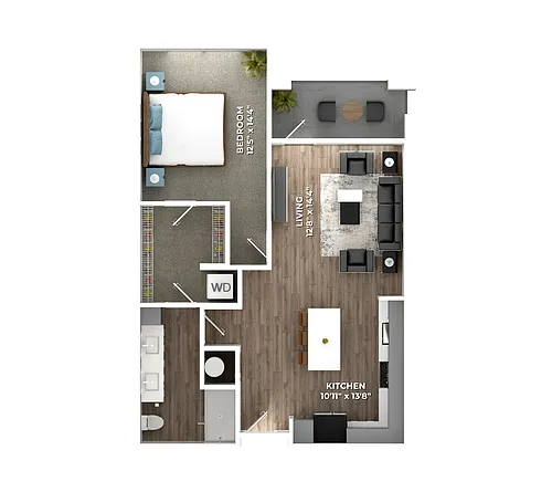 Floor plan One Bedroom A3