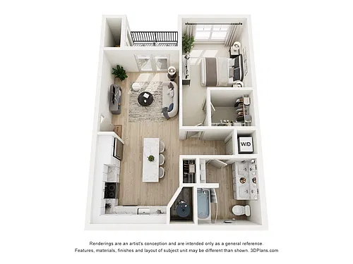 Floor plan 1 Bed, 1 Bath