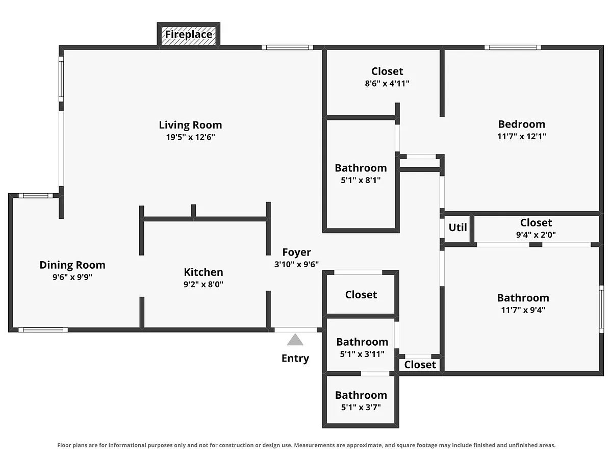 Floor plan 2 Bedroom, 2 Bath