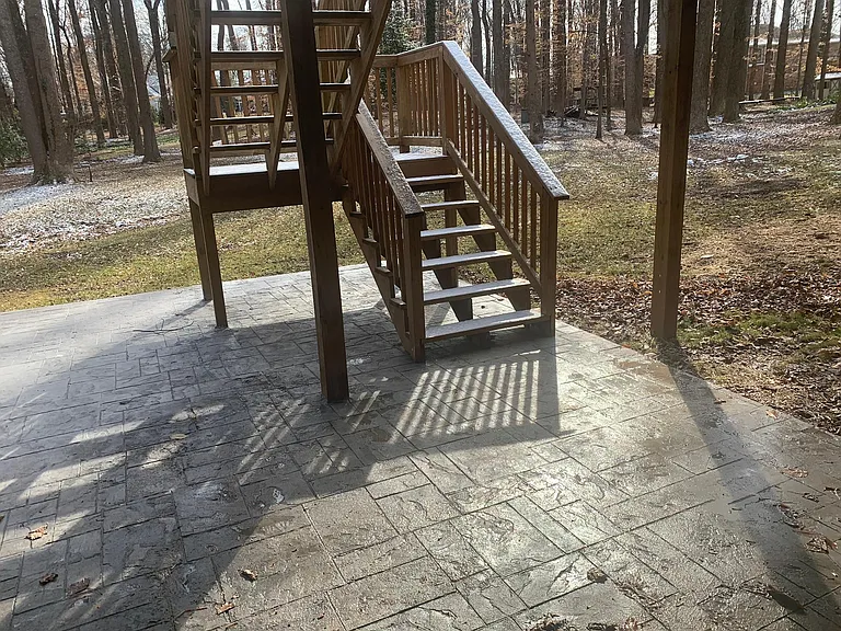 New Patio. Steps from Patio to Main level (Kitchen area)
