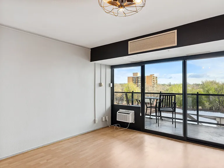 Living room and East-facing balcony