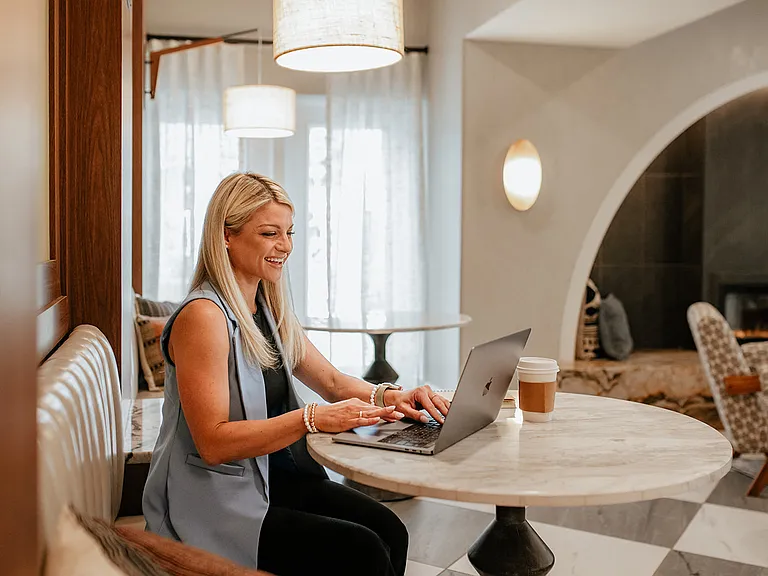 Resident lounge with shared workspace