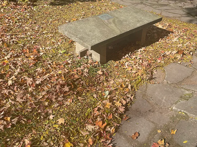 Classic Roycroft bench and slate pavers