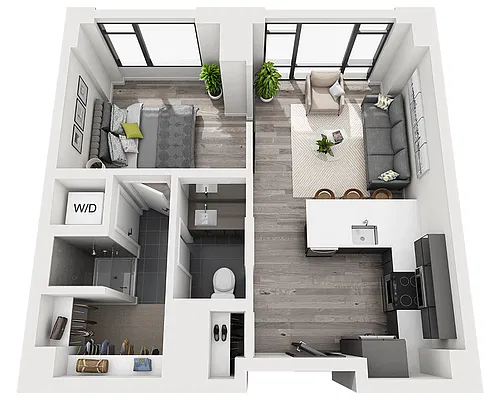 Floor plan One Bedroom A1E