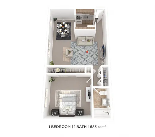 Floor plan One Bedroom - 683 sqft - Hanover