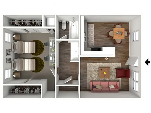 Floor plan The Berkeley (1X1)