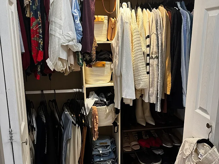 primary bedroom closet #2 with built in shelving
