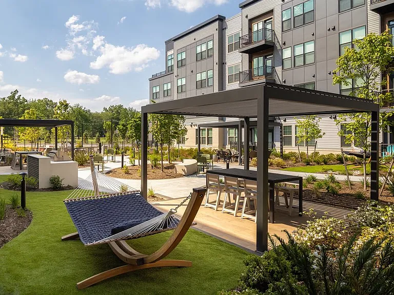 2 Campus courtyard with hammocks and picnic areas